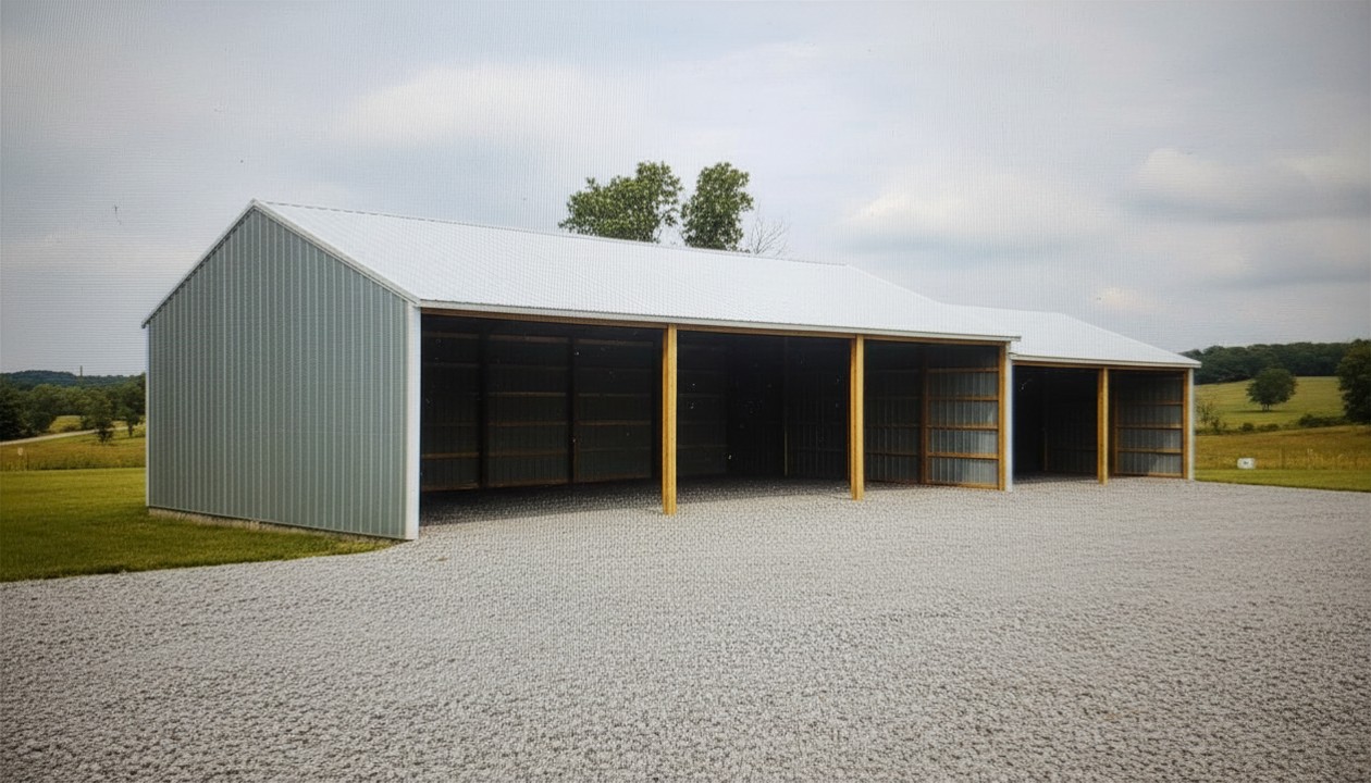 Post Frame outbuilding for equipment and farm storage